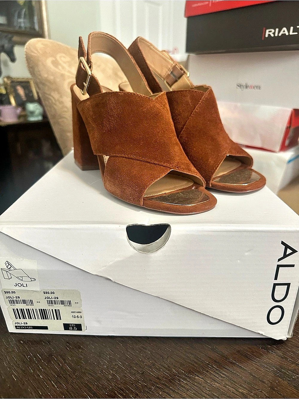 ALDO Joli Brown Block Heel Sandals US 10